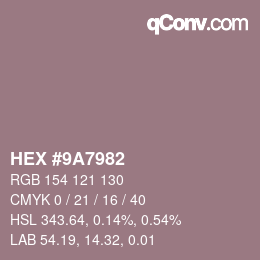 颜色代码: HEX #9A7982 | qconv.com