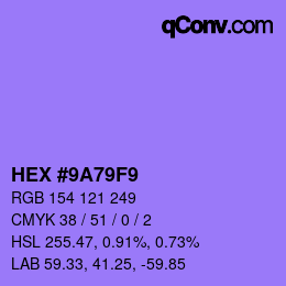 カラーコード: HEX #9A79F9 | qconv.com
