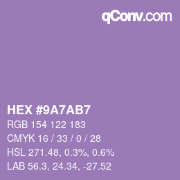カラーコード: HEX #9A7AB7 | qconv.com