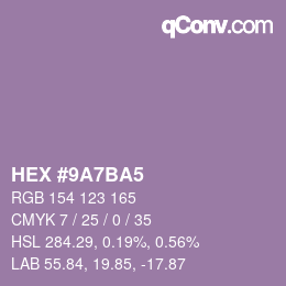 カラーコード: HEX #9A7BA5 | qconv.com