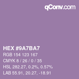 颜色代码: HEX #9A7BA7 | qconv.com