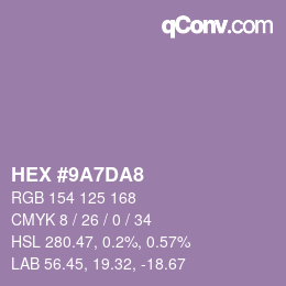 Farbcode: HEX #9A7DA8 | qconv.com