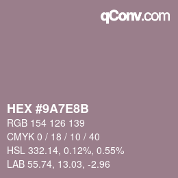 颜色代码: HEX #9A7E8B | qconv.com