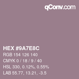 Color code: HEX #9A7E8C | qconv.com