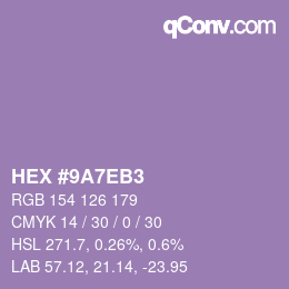 Color code: HEX #9A7EB3 | qconv.com