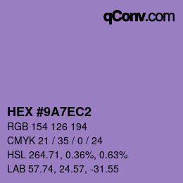 Color code: HEX #9A7EC2 | qconv.com
