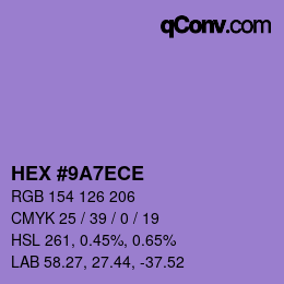 Farbcode: HEX #9A7ECE | qconv.com