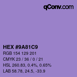 カラーコード: HEX #9A81C9 | qconv.com