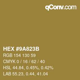 Color code: HEX #9A823B | qconv.com