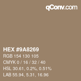 Color code: HEX #9A8269 | qconv.com
