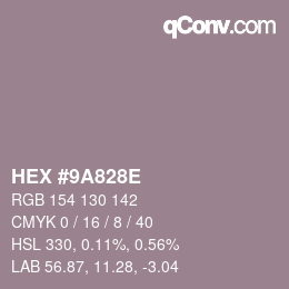 Color code: HEX #9A828E | qconv.com