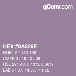 Color code: HEX #9A829E | qconv.com