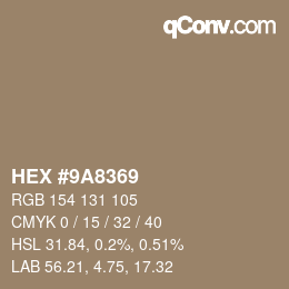 Color code: HEX #9A8369 | qconv.com