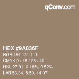 Color code: HEX #9A836F | qconv.com