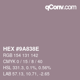 Color code: HEX #9A838E | qconv.com