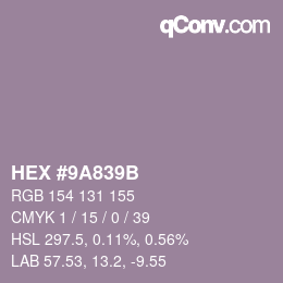 Color code: HEX #9A839B | qconv.com