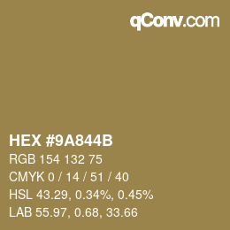 Color code: HEX #9A844B | qconv.com