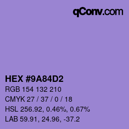 Color code: HEX #9A84D2 | qconv.com