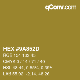 颜色代码: HEX #9A852D | qconv.com