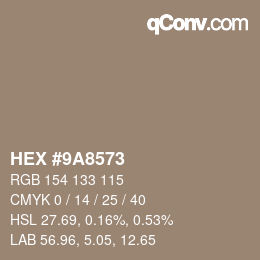 Color code: HEX #9A8573 | qconv.com