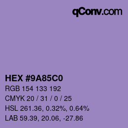 Color code: HEX #9A85C0 | qconv.com