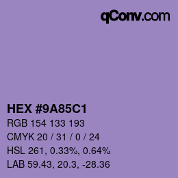 Farbcode: HEX #9A85C1 | qconv.com