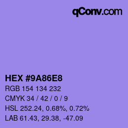 Color code: HEX #9A86E8 | qconv.com