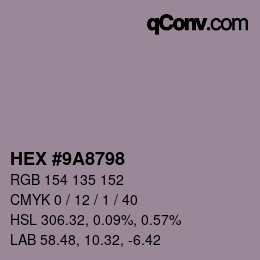 Color code: HEX #9A8798 | qconv.com