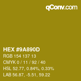 Color code: HEX #9A890D | qconv.com