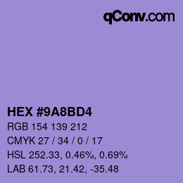 カラーコード: HEX #9A8BD4 | qconv.com