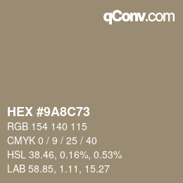Color code: HEX #9A8C73 | qconv.com