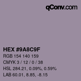 Código de color: HEX #9A8C9F | qconv.com