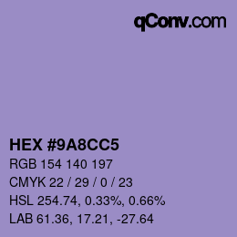 Color code: HEX #9A8CC5 | qconv.com
