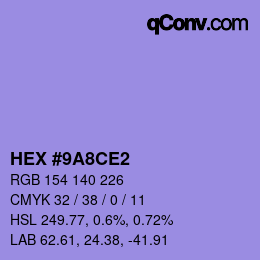 Color code: HEX #9A8CE2 | qconv.com
