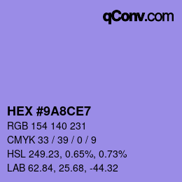 Color code: HEX #9A8CE7 | qconv.com