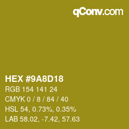 カラーコード: HEX #9A8D18 | qconv.com