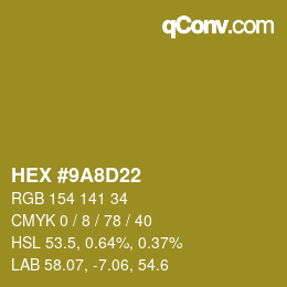 Color code: HEX #9A8D22 | qconv.com