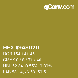 Color code: HEX #9A8D2D | qconv.com