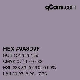 Código de color: HEX #9A8D9F | qconv.com