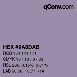 カラーコード: HEX #9A8DAB | qconv.com