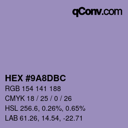 颜色代码: HEX #9A8DBC | qconv.com