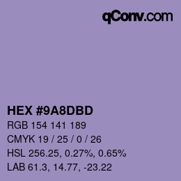 カラーコード: HEX #9A8DBD | qconv.com