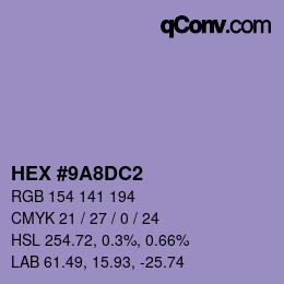 カラーコード: HEX #9A8DC2 | qconv.com