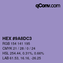 カラーコード: HEX #9A8DC3 | qconv.com