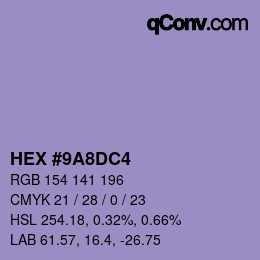 カラーコード: HEX #9A8DC4 | qconv.com