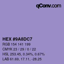Color code: HEX #9A8DC7 | qconv.com
