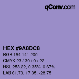 Color code: HEX #9A8DC8 | qconv.com