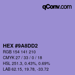 Color code: HEX #9A8DD2 | qconv.com