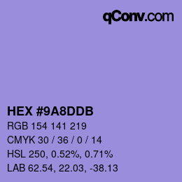 カラーコード: HEX #9A8DDB | qconv.com