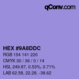 カラーコード: HEX #9A8DDC | qconv.com
